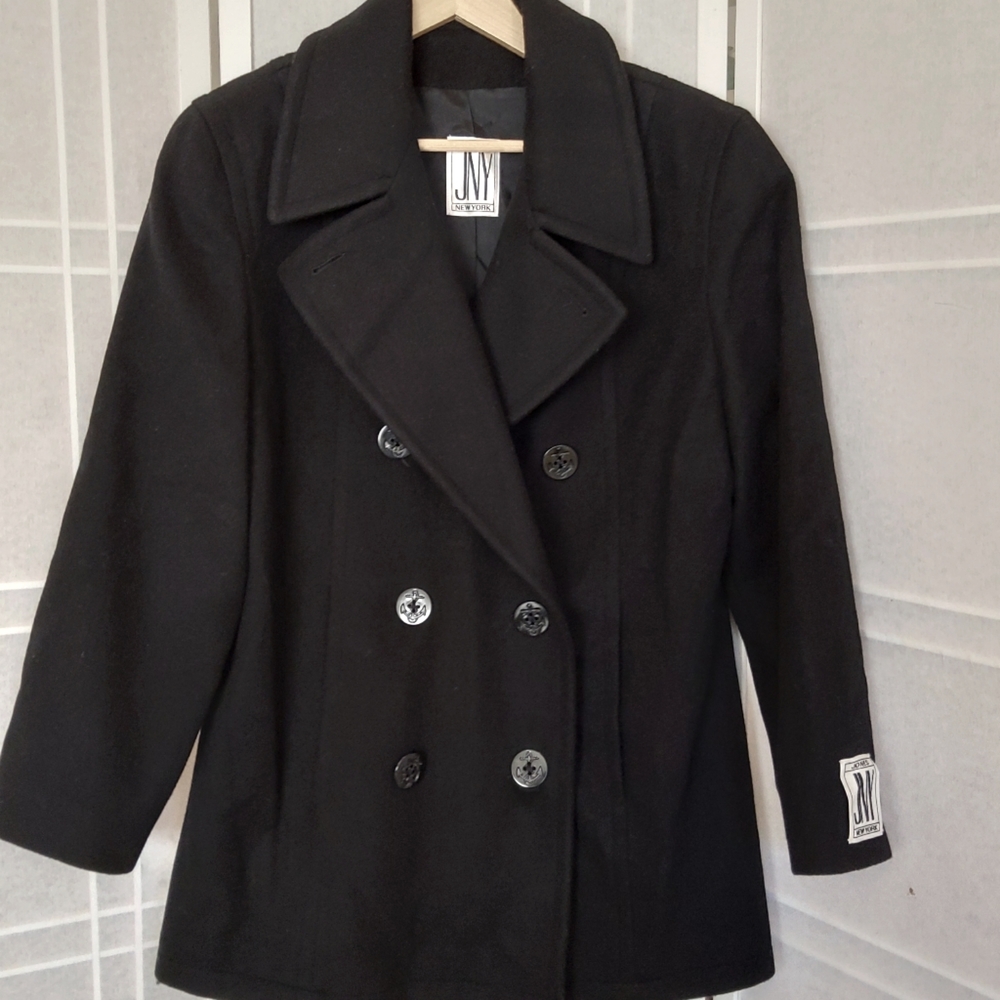 NEW ! JNY New York 100% pure wool black coat size XL